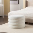 thumbnail image 4 of GZXS 22.4" Upholstered Velvet Ottoman in Ivory, Round Footrest Stool with Hidden Storage & Reversible Tray Lid, No-Assembly, 4 of 6