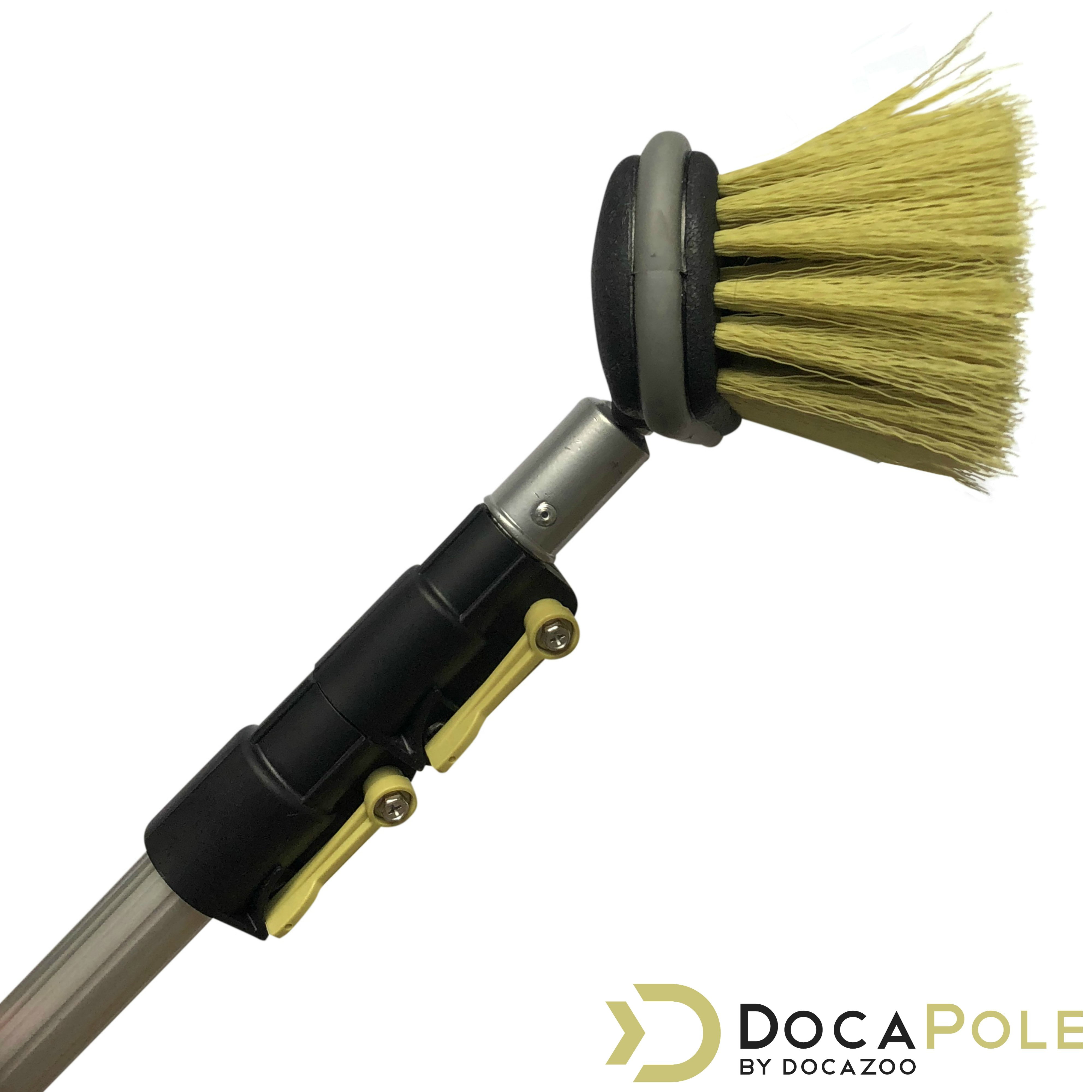 DocaPole Medium Bristle Deck Brush + 5-12' Extension Pole|11" Scrub Telescopic Brush For Cleaning Siding