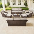 thumbnail image 2 of Bellefurn Outdoor Patio Furniture Set with 6 inch Thick Cushion and Swivel Rocker Chairs,Wicker Sofa,Coffee Table and Ottomans,8 PCS Outdoor Conversation Set for Porch,Deck,Yard, 2 of 11