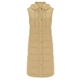 thumbnail image 5 of GEWSEY Long Puffer Vest Women Sleeveless Lightweight Puffer Hooded Jacket Winter Warm Outerwear Quilted Jackets for Women (Khaki, XXL), 5 of 5
