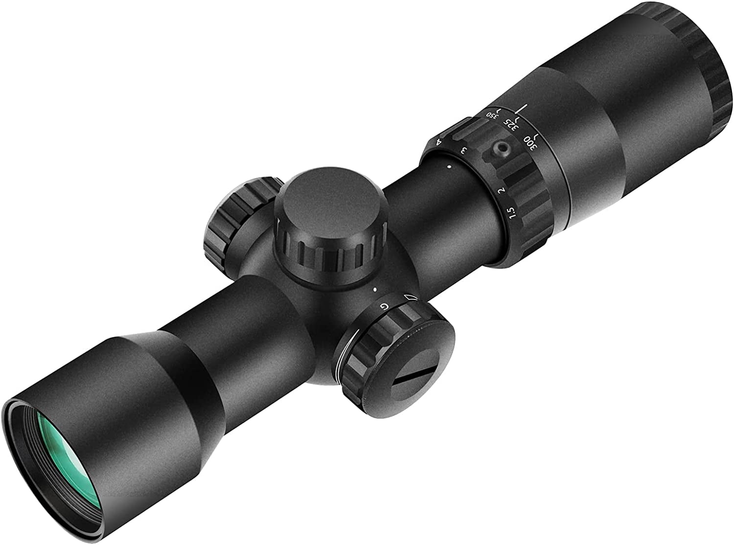 JSHHH 1.55x32 Crossbow Scope, 100 Yards Ballistic Illuminated Reticle, 425 FPS Speed Adjustment