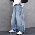 thumbnail image 6 of CONZONE Boys Baggy Jeans Wide Leg Casual Jeans for Child Y2K Elastic Waist Fall Streetwear Denim Pants with Pockets, 6 of 8