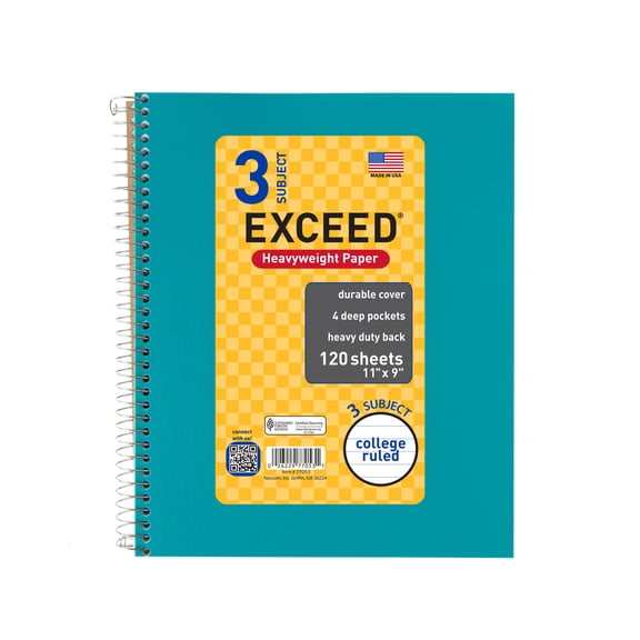 Exceed 3 Sub 120ct Notebook, Aqua Haze, 11 x 9, College Ruled