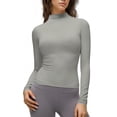 thumbnail image 2 of MEICHEN Women's Workout Tops Half High Neck Long Sleeve Tops Soft Slim Fit Pullover Shirts Fashion Trendy Clothes, 2 of 9