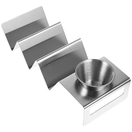 

1 Set of Stainless Steel Taco Holder W-shaped Taco Rack Metal Taco Rack with Seasoning Cup