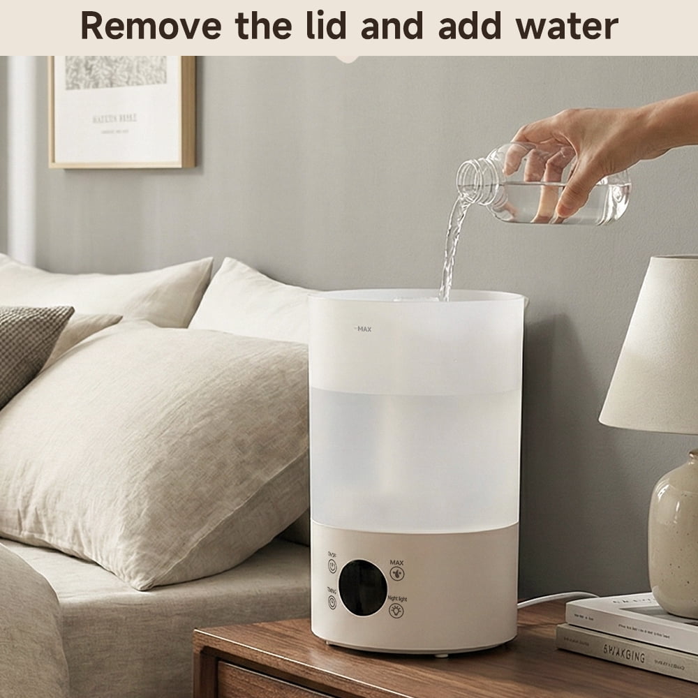 Humidifier for Bedroom, 4L Cool Mist Top-Fill 18H Long Time, Quiet 36db, Large Capacity Humidifier with Remote Control, 7-Color RGB Light, Auto Shut-off for House, Plant, Large Room