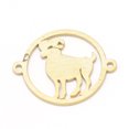 thumbnail image 2 of 304 Stainless Steel Links Connectors Flat Round with Twelve Constellation/Zodiac Sign Aries 22x18x1mm Hole: 1.5mm, 2 of 2