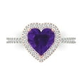 thumbnail image 2 of 2.27ct heart cut purple natural amethyst 18k white rose gold halo Bridal Wedding Engagement Promise Anniversary Ring for Women size 5, 2 of 7