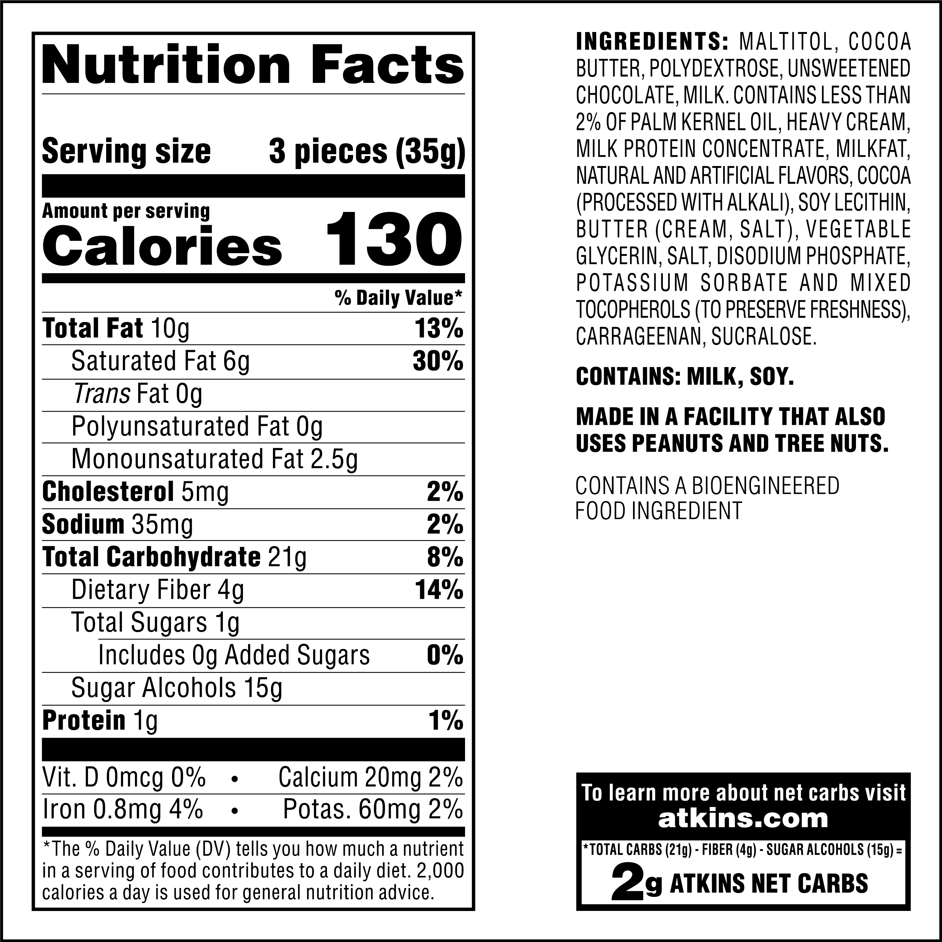 Atkins Endulge Assorted Variety Pk, Peanut Candies & Milk Chocolate Caramel Squares, 20 Ct
