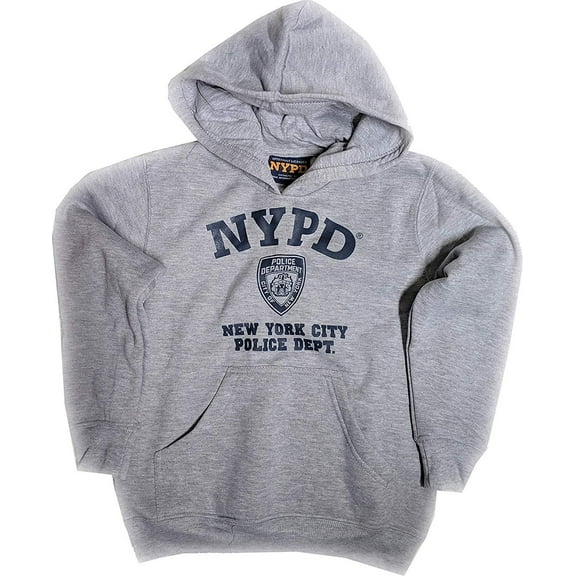 NYPD Hoodie White Print Officially Licensed Sweatshirt Navy Blue XL, Gray
