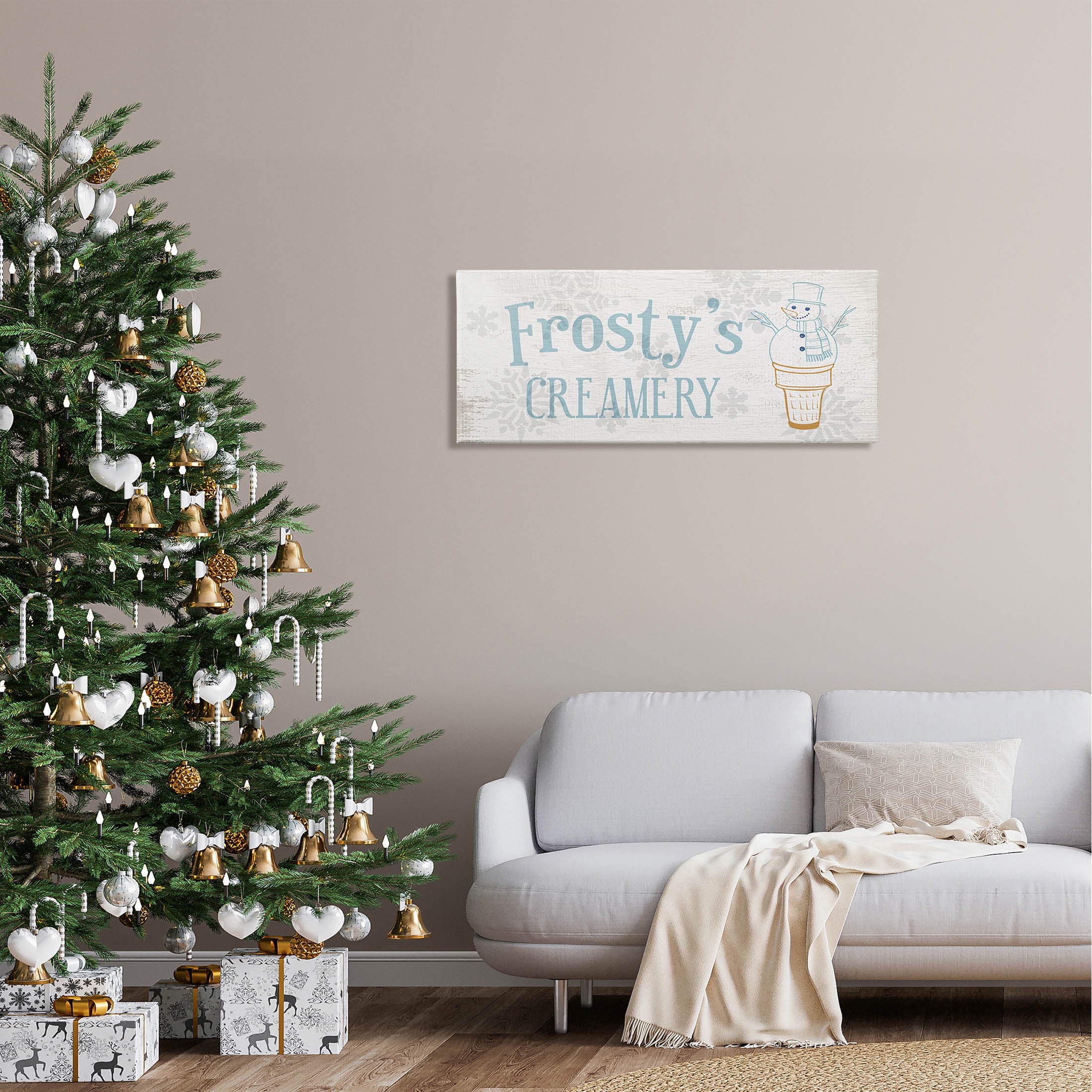 Frosty's Creamery Winter Ice Cream Holiday Graphic Art Gallery Wrapped Canvas Print Wall Art