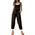 thumbnail image 5 of WTOBBY Women's Casual Jumpsuit in Loose Retro Fit with Halloween Print, Suspenders Made from Cotton and Linen, Comfortable for Daily Activities,BlackL, 5 of 6