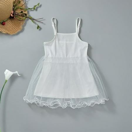 

Clearance Sale Dihao Dresses for Toddler Girls Summer New Girls Stretch White Mesh Dress Flouncy Skirt Children s Dance Skirt 2-7 Years