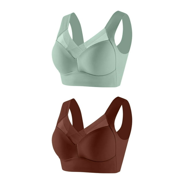 DecSea 2 Pcs sous-Vêtements Femme Sans Armature Dentelle Fine Couleur Unie Soutien-Gorge Quotidien Ajustable