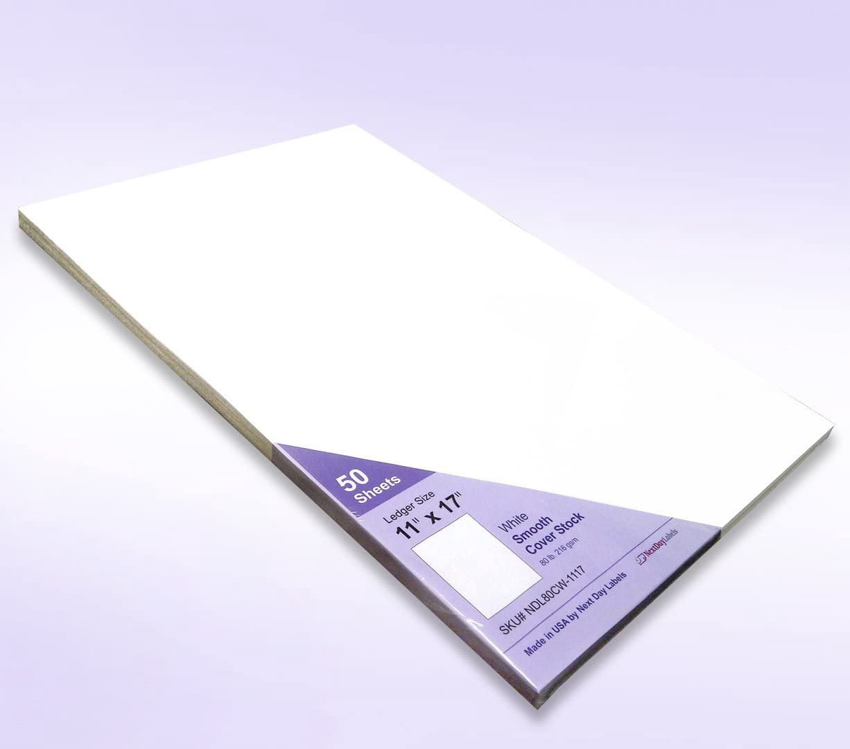 80 lb. 216 gsm Cover Card Stock, 50 Sheets per Pack, Great for Printing, School Projects, Flyers, Invitations, Arts N Crafts, DIY Projects, and Much More 11x17" WHITE