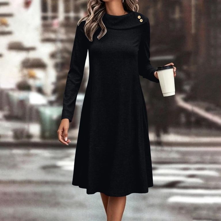 boat neck winter dress JIA JIA SHUANG Elegant Dresses for Women Long Sleeve A Line Flowy Dresses Fashion Ribbed Work Office for Fall Winter(Black,XX-Large) Size:36 X Small sunday drop 6.16.24 Lioness Amore Mini Dress or adapt the gown