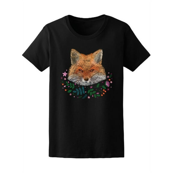Fox With Traditional Flowers Tee Women's -Image by Shutterstock