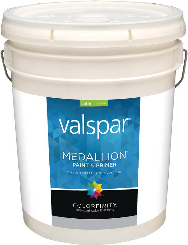 Valspar Medallion 3405 Latex Satin Paint, Satin, Clear, 5 gal Pail