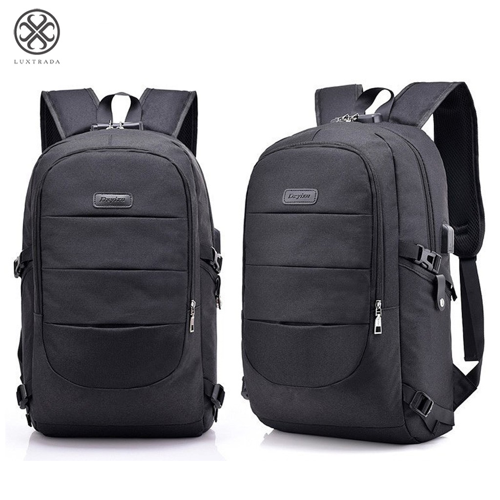 Luxtrada Men Women USB Charging Backpack Male Leisure Travel Business Student School Bag(Black) - image 3 of 8