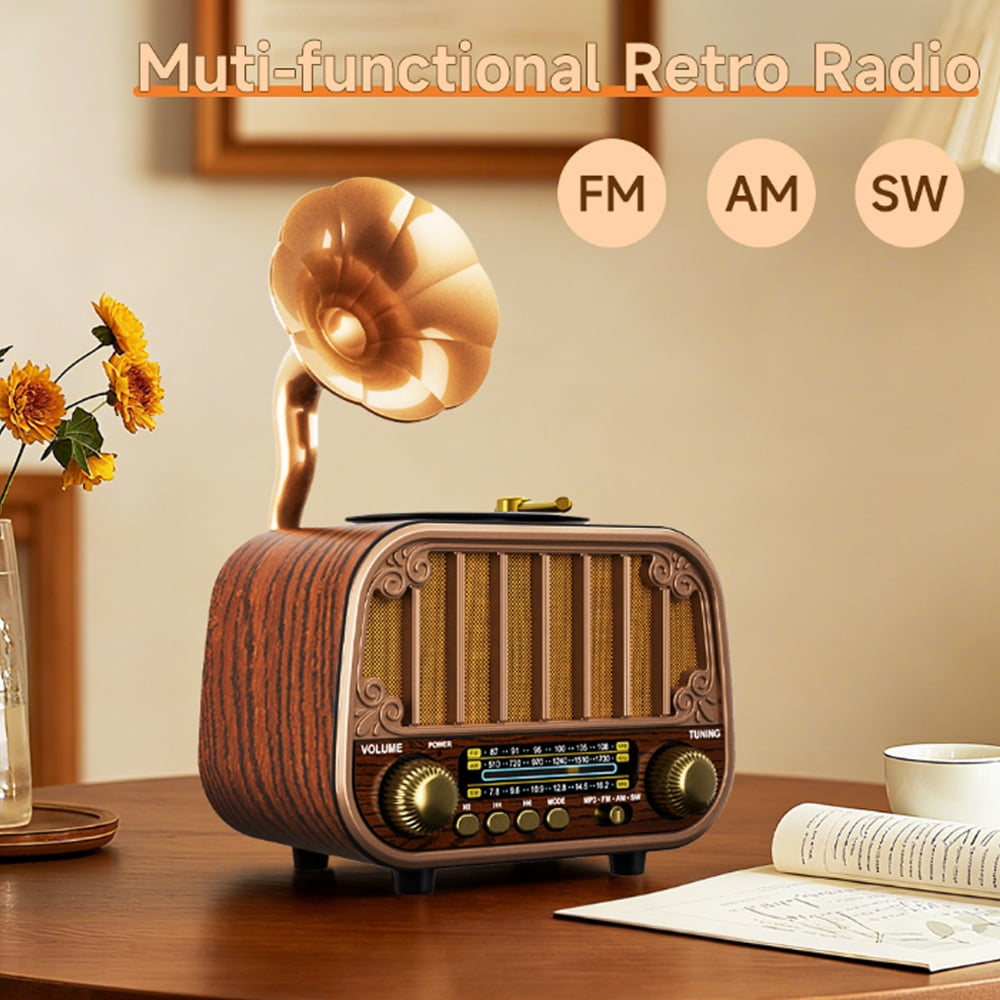 LC-dolida Portable AM/FM/SW Radio with Bluetooth TF Card/U Disk Playback High Sound Quality, Long Battery Life Strong Reception Easy to Use for Home Seniors Outdoor Use