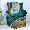 thumbnail image 4 of Saying Soft Flannel Fleece Blanket, Valentines Day Themed Composition Love Message and Waves at the Ocean Illustration, Cozy Plush for Indoor and Outdoor Use, 70" x 90", Multicolor, by Ambesonne, 4 of 5