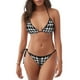 thumbnail image 1 of Fotbe White And Black Plaid Traje de Baño para Mujer de Dos Piezas – Bikini Sexy de Tirantes Tipo Halter con Diseño Triangular, 1 of 6