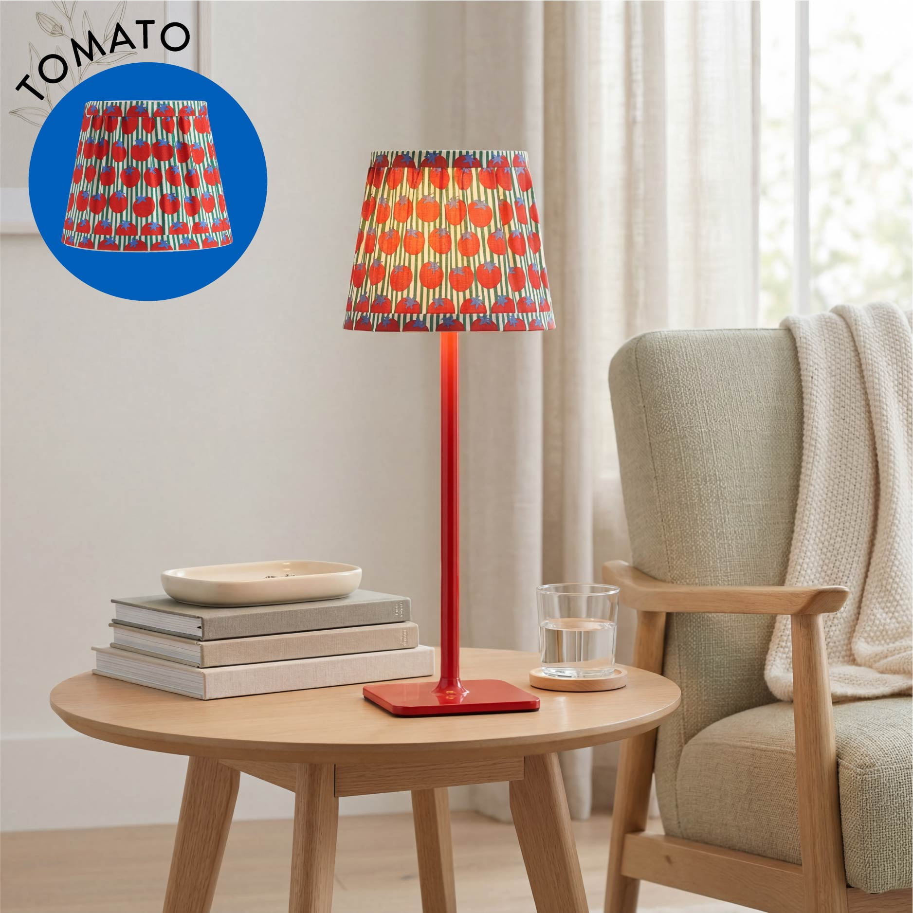 Mainstays 3-in-1 Indoor/Outdoor Rechargeable Lamp Set, Tomato