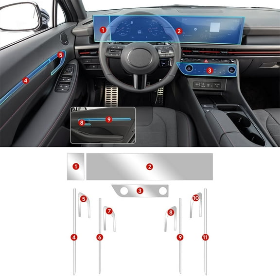 HYUNDAI Center Console Screen Protective Film SONATA 2024 2025 Clear Sticker Anti-Scratch Repair