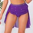thumbnail image 3 of SiiRoh Women's Rhinestone Lyrical Ballet Dance Skirts Chiffon Hem Built-in Briefs Contemporary Dancewear Purple S, 3 of 5