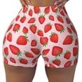 thumbnail image 2 of Logiee Strawberries Print Women's Biker Shorts,Workout Gym Shorts,Scrunch Shorts,Tummy Control Hidden Scrunch Running Yoga Shorts-Medium, 2 of 8