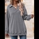 thumbnail image 4 of Sudadera con Cuello en V y Larga para Mujer, Estilo Informal, Holgado, de Punto, Estilo Túnica, para Otoño Gris XL, 4 of 7