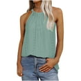thumbnail image 2 of Ichuanyi Womens Tops, Summer Women Solid Sleeveless O-neck Halter Tops Pleated Pullover Vest Tank Tops Shirts Blouse, 2 of 9