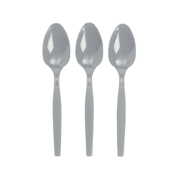 Metallic Silver Plastic Spoons (50 Pc) - Party Supplies - 50 Pieces
