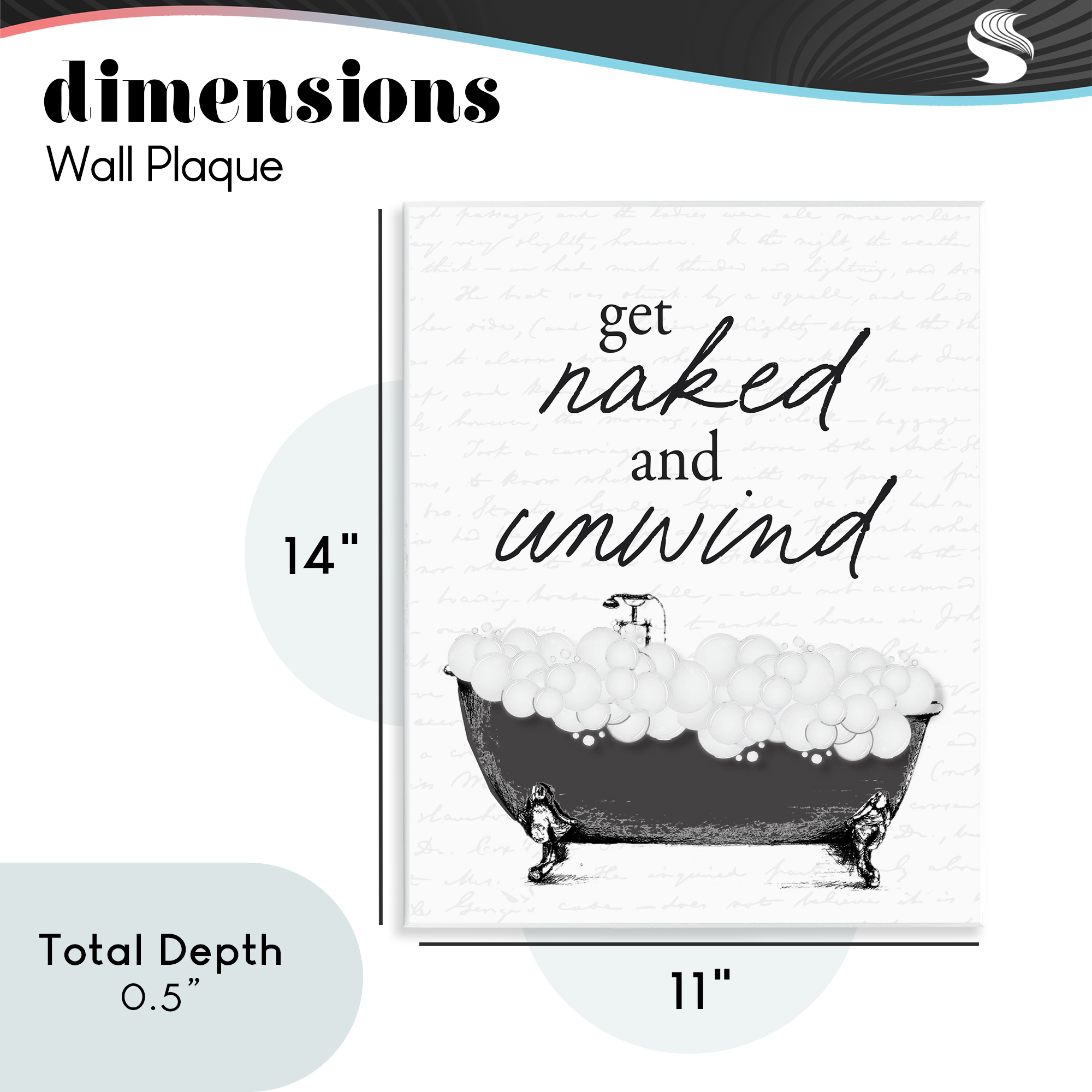 Unwind Bubble Bath Wall Plaque Art, design by Lettered and Lined