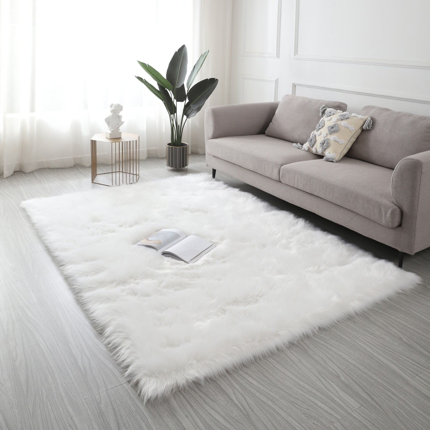 4x6 Feet Ultra Soft Faux Fur Sheepskin Area Rug, 3.5inch Thick Modern
