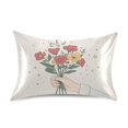 thumbnail image 7 of Yayeee Pillowcase Queen Size Set of 2 Satin Wrinkle Resistant Pillow Case, Beige Cute Flower, 7 of 7