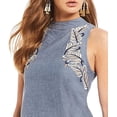 thumbnail image 3 of Chelsea & Violet Embroidered Chambray Sleeveless Dress, Blue - Large, 3 of 4