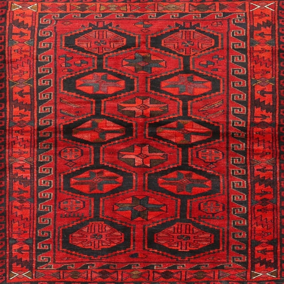 Ahgly Company Machine Washable Indoor Square Traditional Red Area Rugs, 7' Square