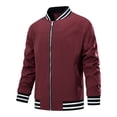 thumbnail image 2 of PEASKJP Men's Lightweight Jacket Casual Spring Fall Windbreaker Bomber Zip Up Coat With Pocket(Red,M), 2 of 3