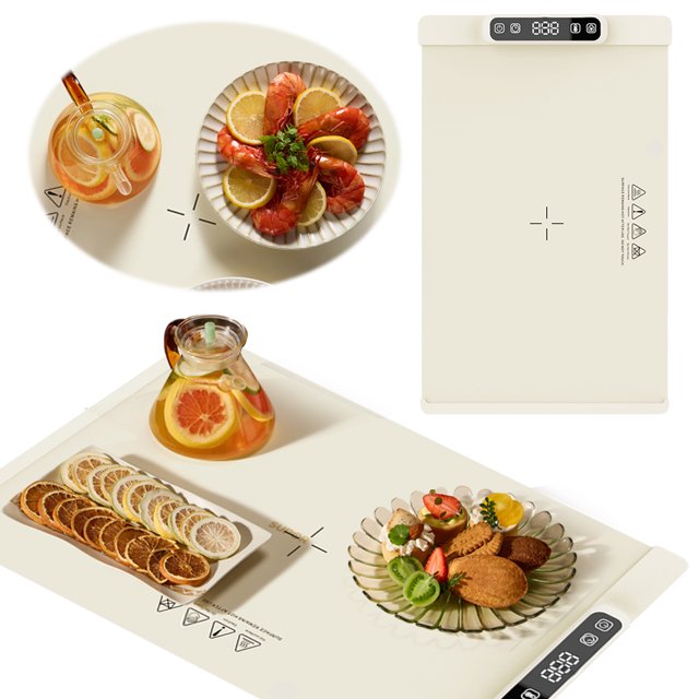 Plato Calentamiento Alimentos Mat Silicona Eléctrico Con Temperatura Ajustable Temporizador para Fiestas Reuniones Familiares