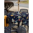 thumbnail image 5 of Outdoor Tablecloth with Umbrella Hole for Patio/Picnic/Party/Camping, Cartoon Space Waterproof Table Cloth Square Cover Washable, Funny Cute Rocket Planet Navy Blue (60"x 60"), 5 of 8