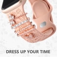 thumbnail image 5 of Comvin Flower Engraved Band Compatible with Apple Watch Bands for Women 40mm 38mm 41mm 42mm, Soft Silicone Band with Decorative Charms for iWatch Series 12 11 10 9 8 7 6 5 4 3 2 1 SE (With Band), 5 of 9