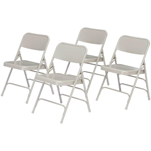 Chaise Pliante Moderne en Métal à Double Charnière de 29,5 Pouces NPS 300 Series en Gris (Ensemble de 4)