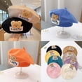 thumbnail image 5 of Gorro de punto para niños, boina de lana de oso para otoño e invierno, bonito gorro de pintor de dibujos animados de estilo occidental para niña, gorro para bebé, 5 of 5