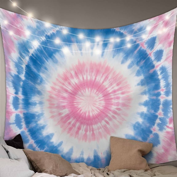 Pink Blue Ombre Large Tapestry for Bedroom Wall Hanging Tapestry, Modern Boho Ethnic Tie Dye Geometric Ceiling Backdrop Tapestries Poster Blanket Wall Decor for Teens Room Living Room Dorm 86" x 104"