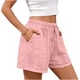 thumbnail image 4 of Pantalones Cortos de Cintura Elástica de las Mujeres con Bolsillos Ojos Sueltos Bottoms de Verano de Doble Bolsillo Casual para Uso Diario, 4 of 6