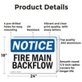 thumbnail image 2 of (2 Pack) Fire Main Backflow OSHA Notice Sign 24 Inch X 18 Inch Indoor / Outdoor Rust-Free Aluminum Metal Signs for Workplace, Workshop, and Construction Site, Made in the USA, 2 of 8