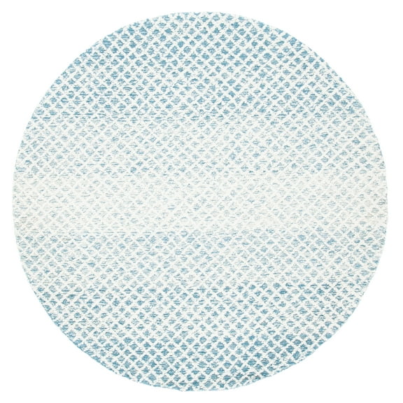 SAFAVIEH Micro-Loop Arnold Diamond Area Rug, Blue/Ivory, 5' x 5' Round