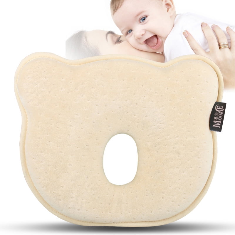 Baby Head Shaping Pillow Baby Pillow to Prevent Flat Head Supports Newborn Head Shape Baby Protective Pillow Light Coffee Striped