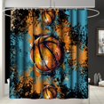 thumbnail image 2 of 4PCS Boys Shower Curtain Set - Basketball Shower Curtain - Sports Shower Curtain Sets with Bath Rugs Toilet Lid Cover and 12 Hooks Basketball Bathroom Decor, Blue, 70" x 70", 2 of 6